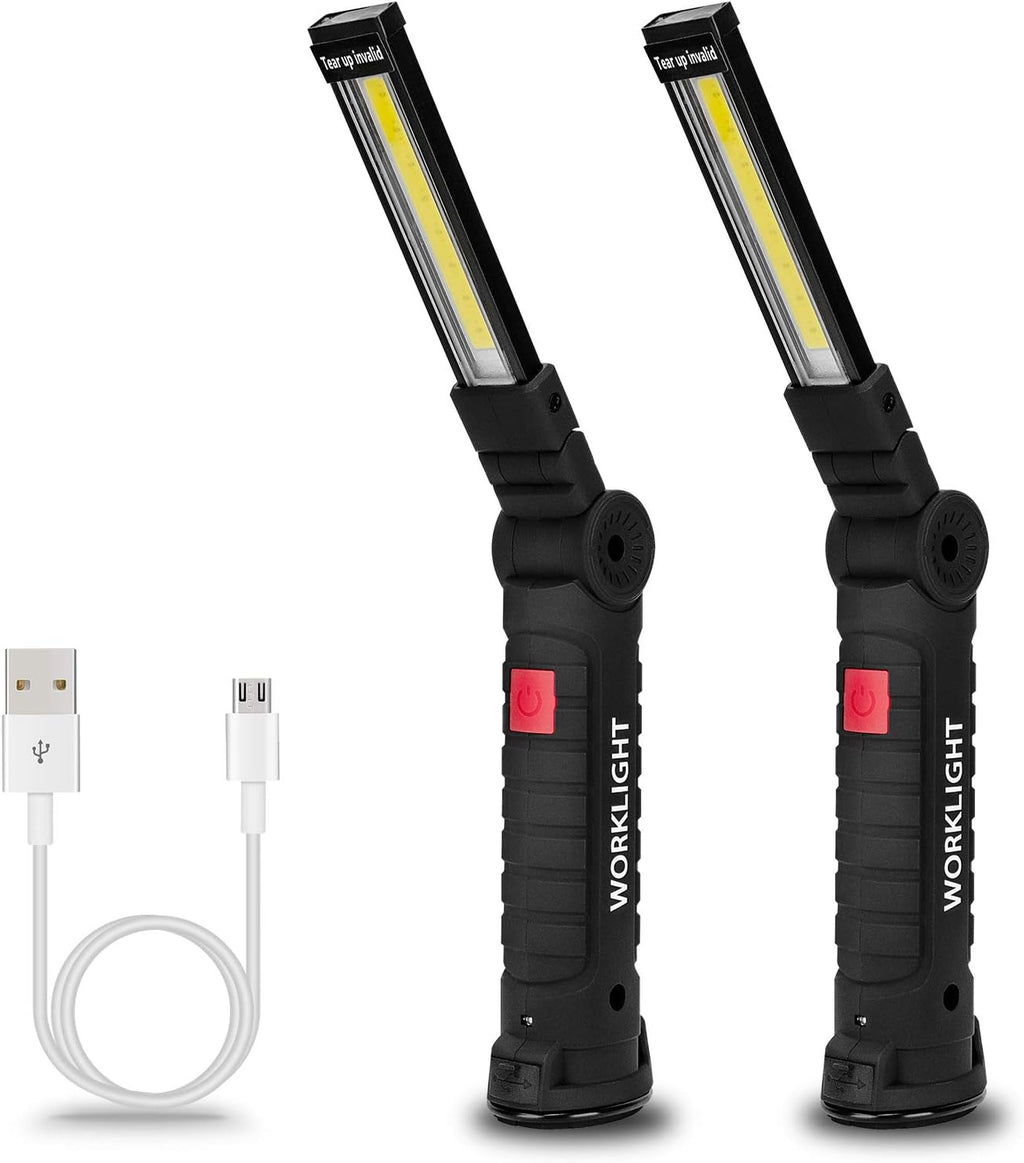 Lmaytech Tool Gifts for Men 2Pack Rechargeable LED Work Lights with Magnetic Base, 360° Rotation,Versatile Lighting for Repairs, Outdoors, Mens Gifts