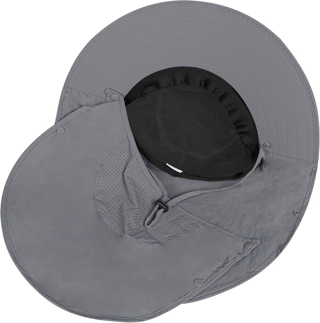 Rosoz Sun Hat for Men Women with Neck Flap& Removable Face Cover Wide Brim