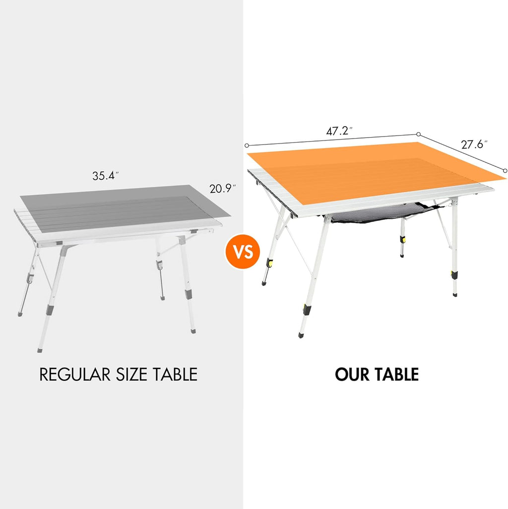 Portal Folding Camping Table, 132 LBS Outdoor Table with Adjustable Legs