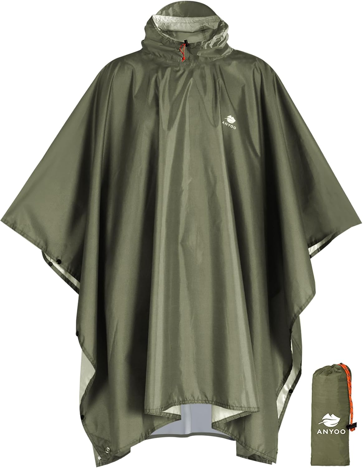ANYOO Hooded Rain Poncho for Adult Waterproof Lightweight Raincoat