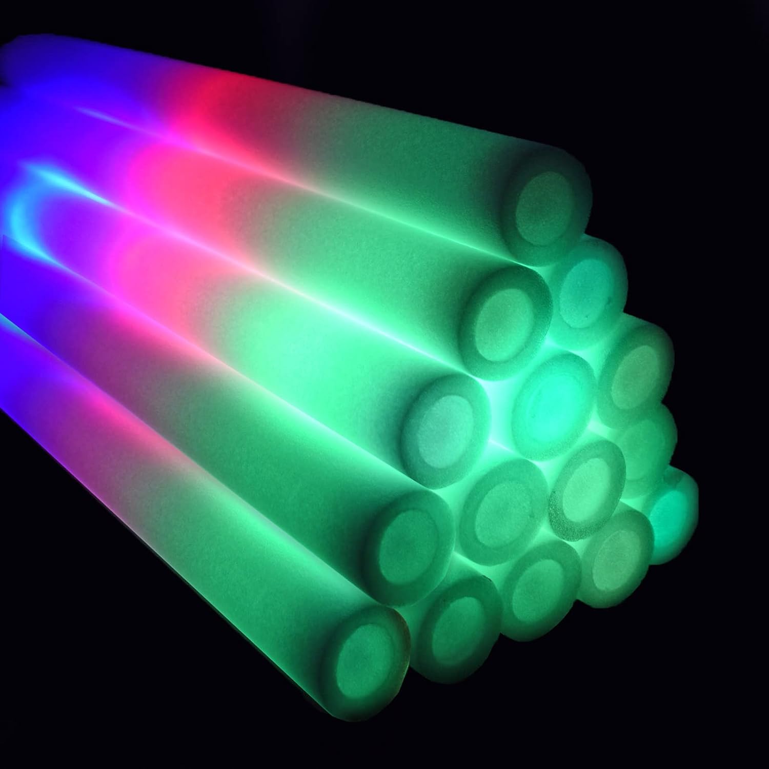 100 LED Foam Sticks Lights - Party Batons Wand for Weddings, Birthdays, DJ, Concerts, Festivals, Events - 3 Color Lighting Modes