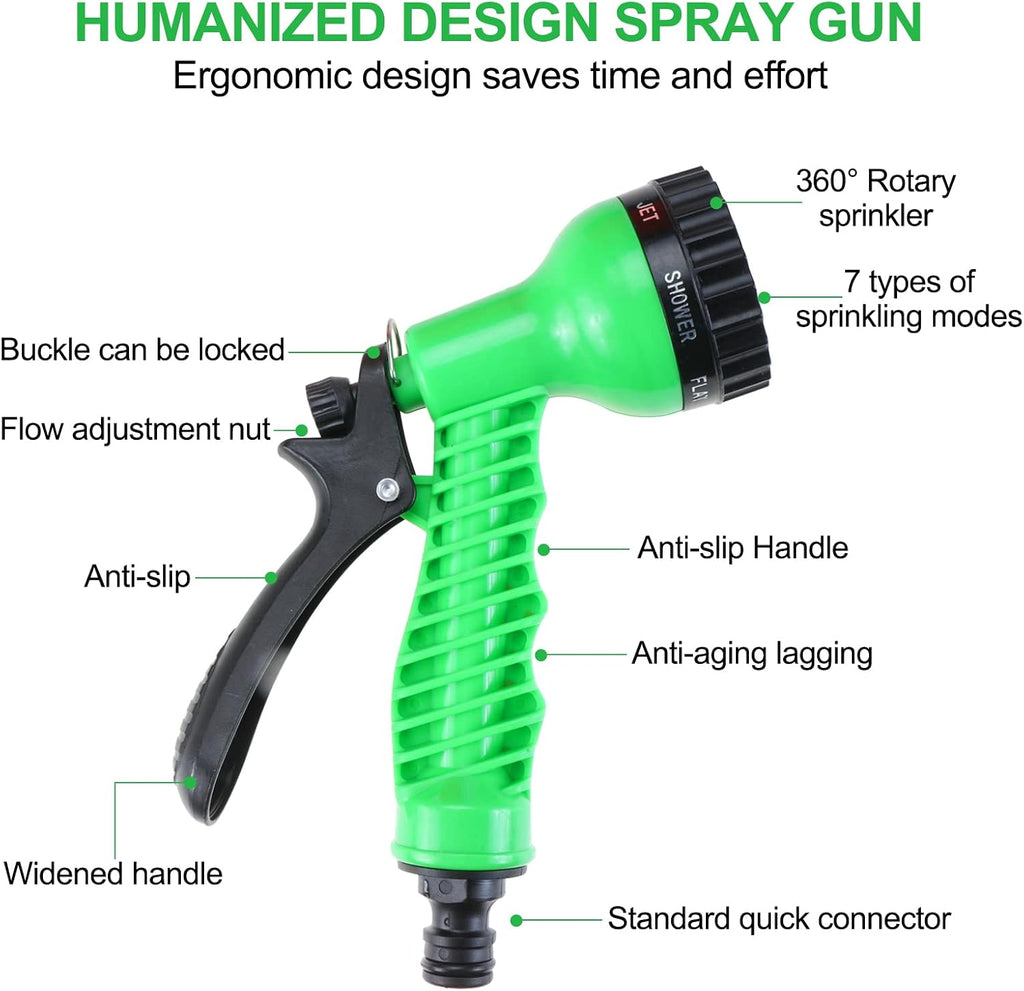 SearQ Portable Camping Shower with 7 Spray Modes, Hand Press Shower with Removable Hose and Head, Pressure Rinse Kit for Hiking, Traveling, Garden, Beach, Pet