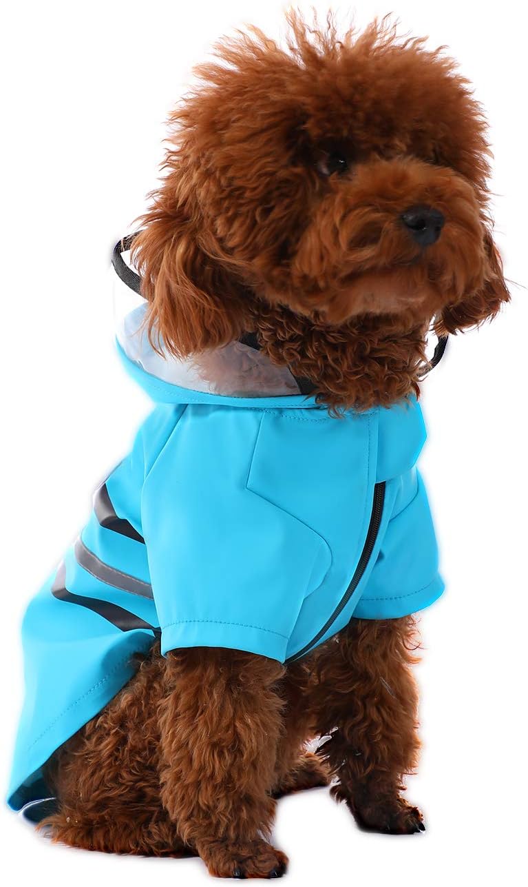 Wizland Reflective Dog Raincoat Dog Rain Jacket with Hood Lightweight Waterproof Rain Coat for Puppies (Pink XS)