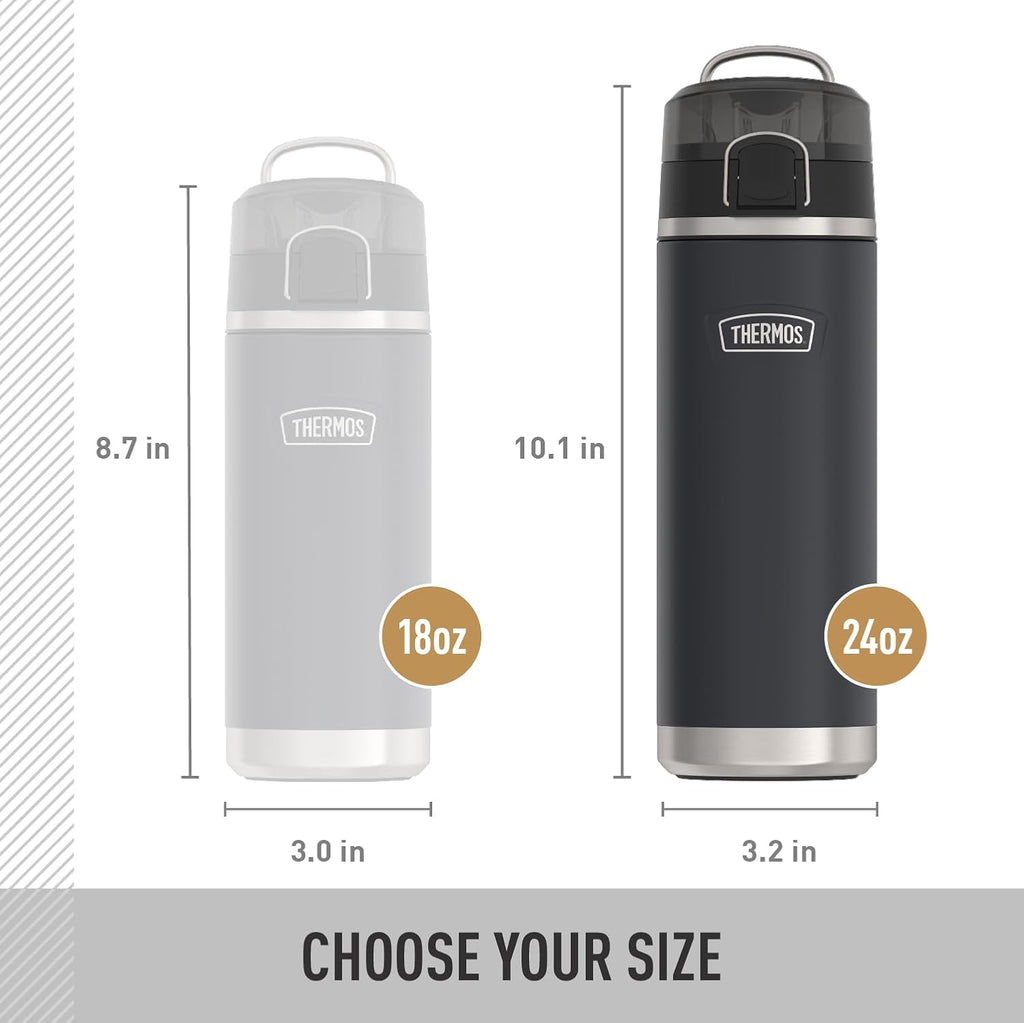 THERMOS ICON SERIES, Stainless Steel Water Bottle with Spout - 24 Ounce, Matte Stainless Steel - Vacuum Insulated Water Bottle with Lid