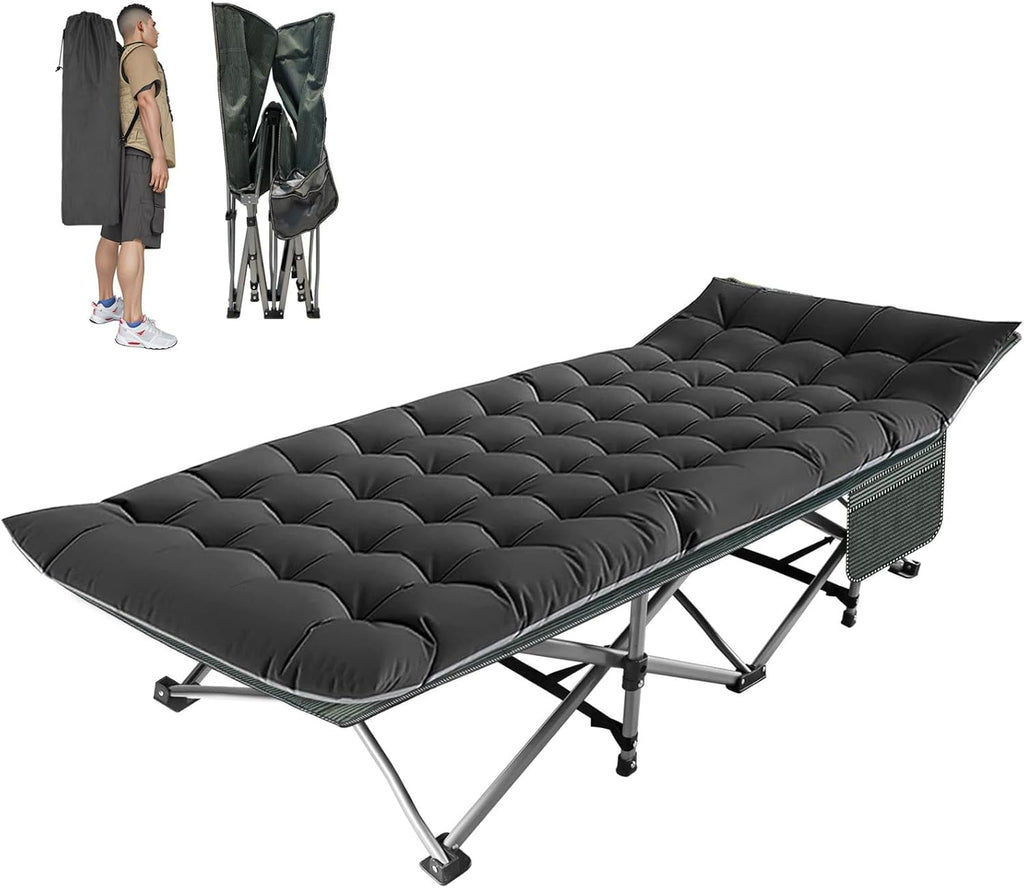 Big RED Camping Sleeping Cot, 5-Position Folding Cot/Lounge Chair with Mattress, Folding Sleep Camp Cots for Adults, Heavy Duty Lounge Chairs for Outside, Beach, Lawn
