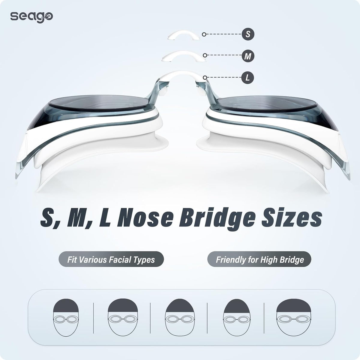 Seago Swim Goggles Adult Men Women Youth Junior 2 Pack Anti-Fog Flat Lens