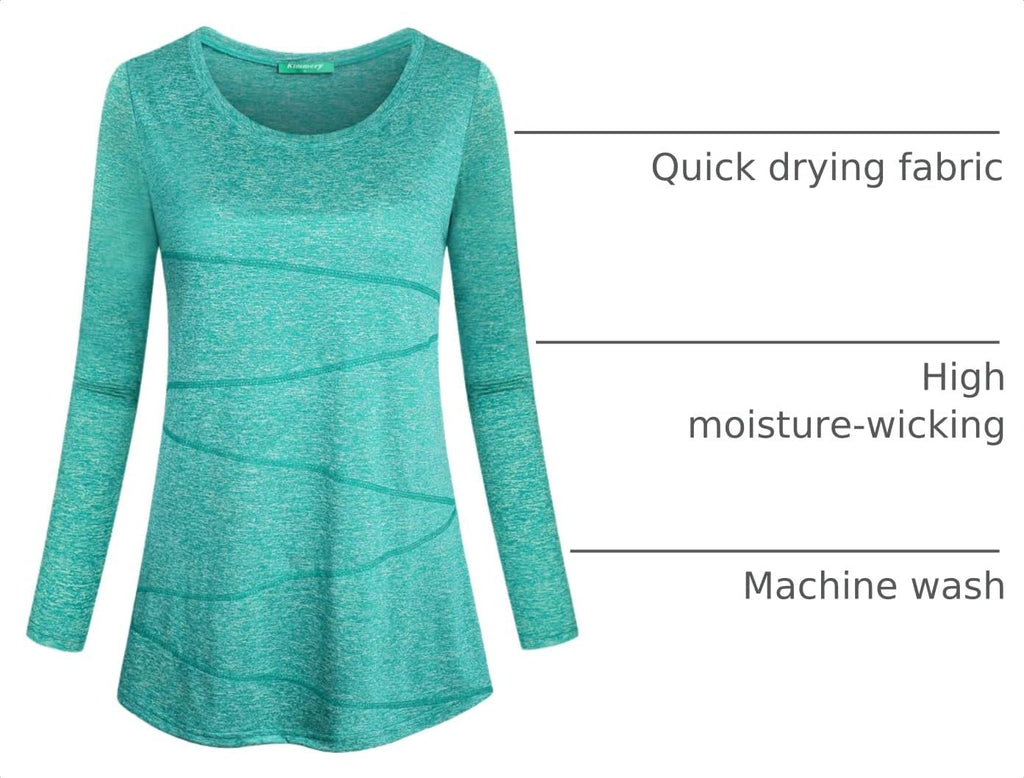 Kimmery Workout Tops for Women Long Sleeve Shirts for Women Quick Dry Line Decor Yoga Tops Sizes S-3XL