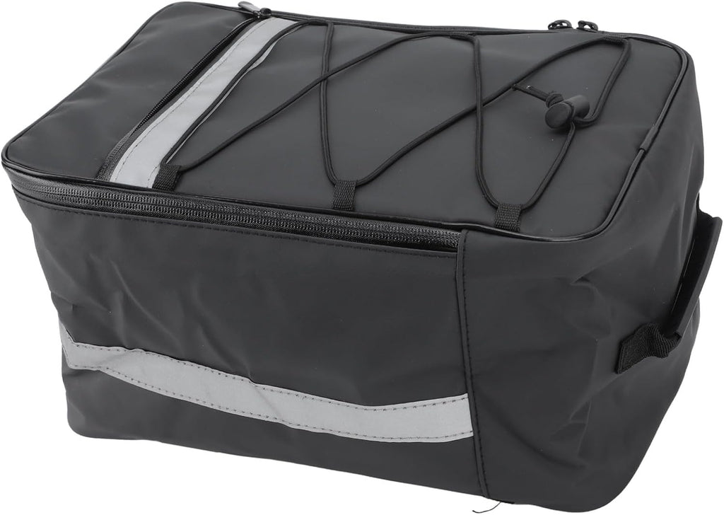 Drfeify Cycling Trunk Carrier Rear Bike Rack Bag 15L Capacity Saddle Bag Black PU Leather