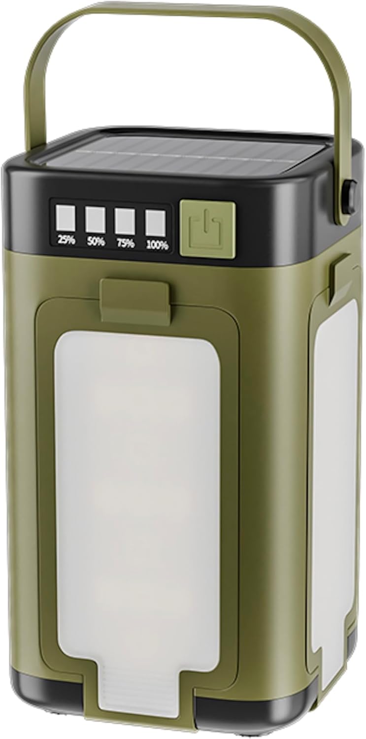 LED Camping Lantern Rechargeable, IPX4 Waterproof Solar Camping Light with Type-C Charging, 4000mAh Power Bank, 4-Panel Expandable Flashlight, 6 Modes for Hurricane Emergency, Power Outage, Hiking