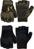 FIORETTO Fingerless Gloves for Men, Breathable Grip Palm Gloves for Motorcycle Riding, Driving, Cycling, Exercise, Workout, Climbing, Hiking and Outdoor Activities M210603