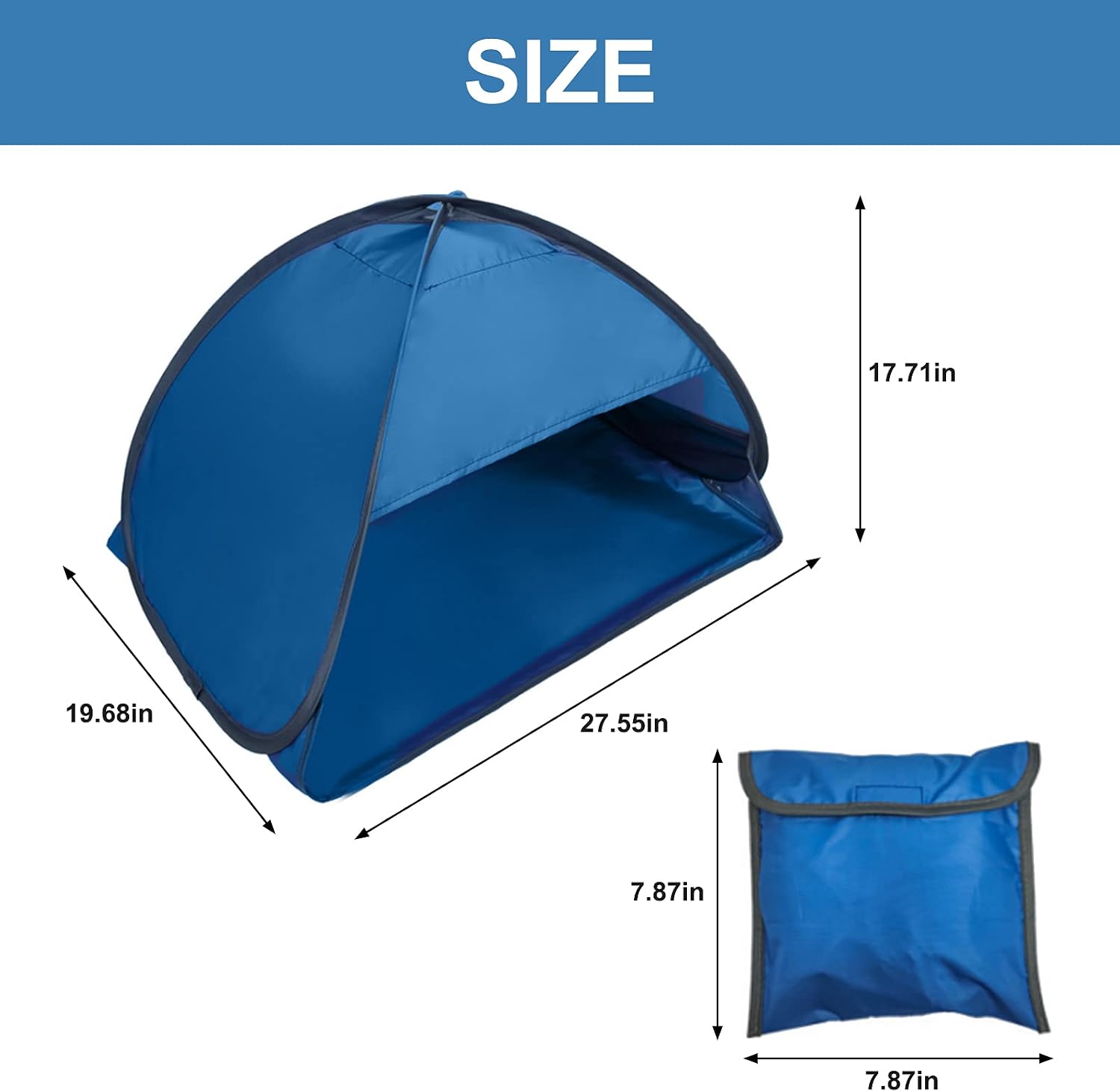 Beach Sun Shelter, Pop Up Portable Tent for Anti-UV Windproof Camping Picnic, Small Pets, Blue