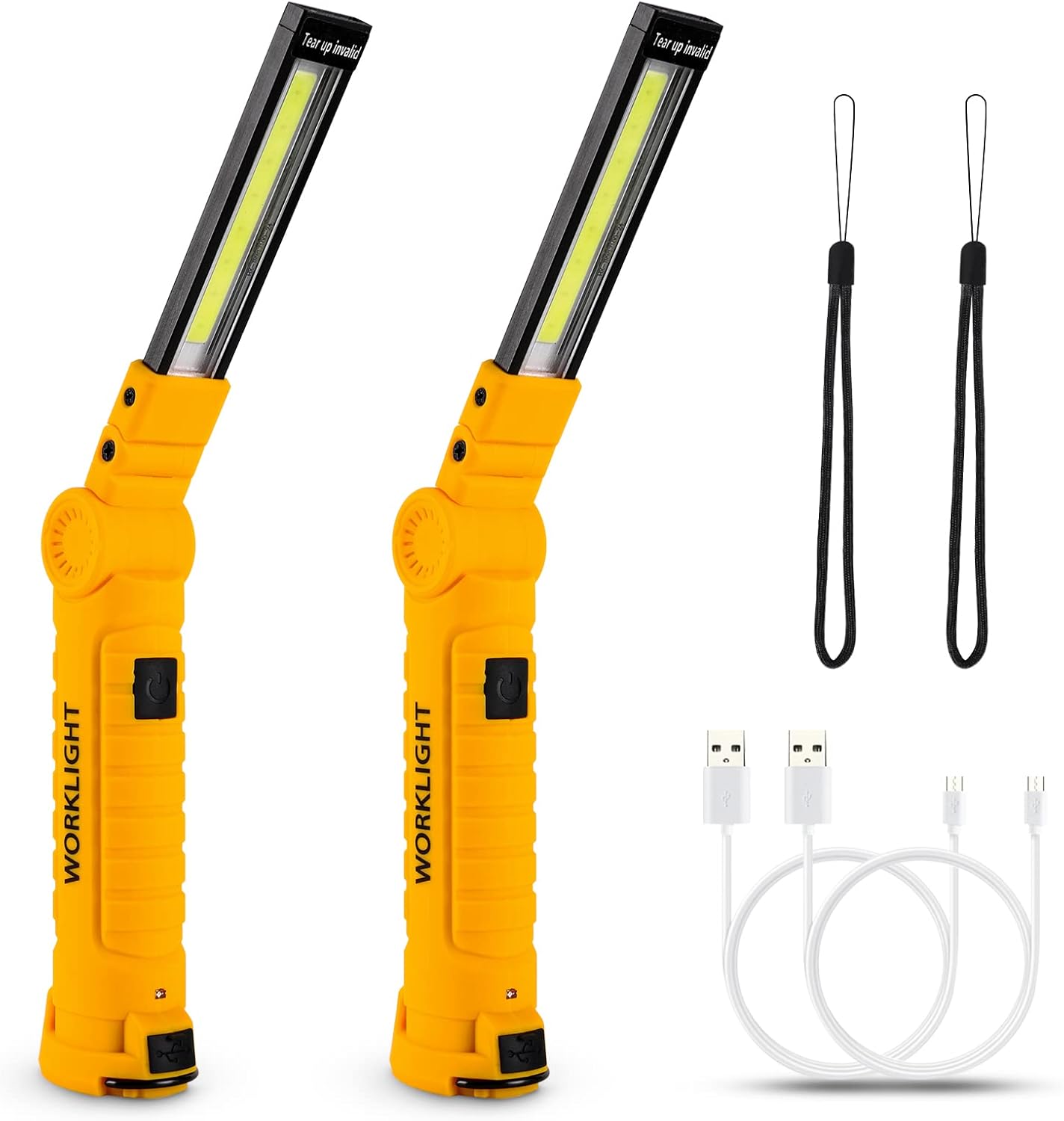 Lmaytech Tool Gifts for Men,Rechargeable LED Work Lights 2-Pack, Magnetic Base, Christmas Gifts for Him, Dad, Handyman - 5 Lighting Modes for Car Repair, Grill, Outdoor Use