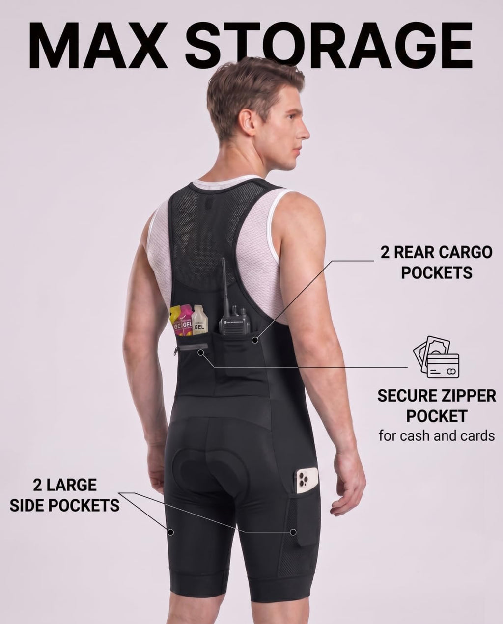 CEROTIPOLAR Men's Cycling Bib Shorts with 4D MaxCool Pad, Ergonomic Cut