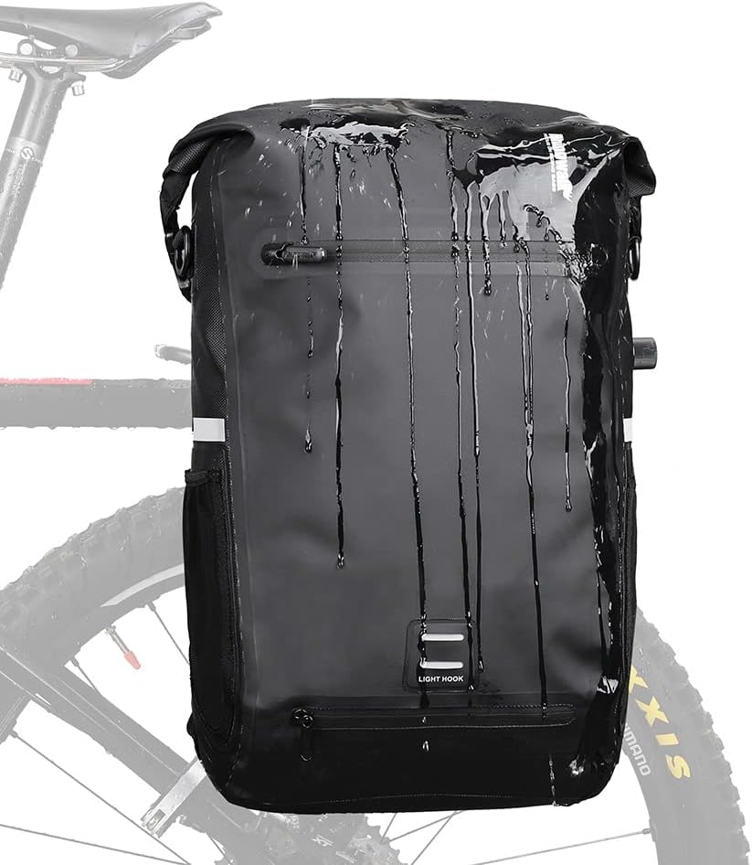 Rhinowalk Bike Pannier Bag Bicycle Bag Convertible Pannier Backpack Shoulder Bag Laptop Pannier Travel Bag Professional Cycling Accessories-Black
