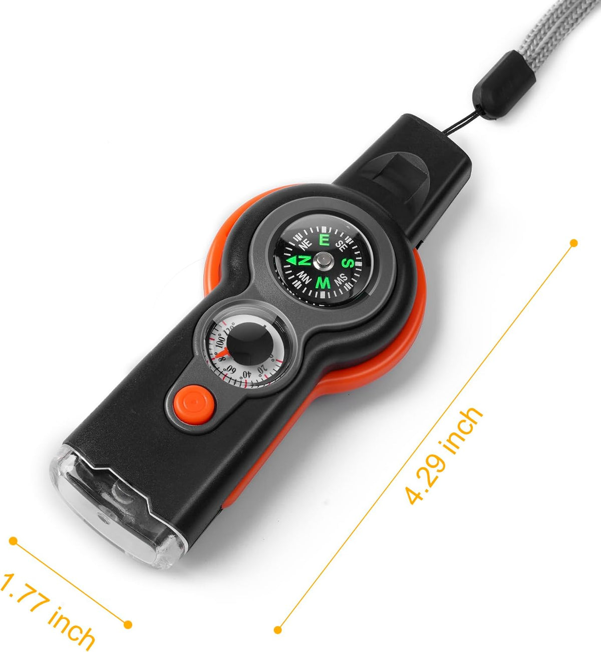 Emergency Survival Function Whistle, Outdoor Multifunctional Tool Safety Whistle with Lanyard, Ideal for Kayaking, Boating, Hiking, Camping, Climbing, Hunting,Rescue Signaling