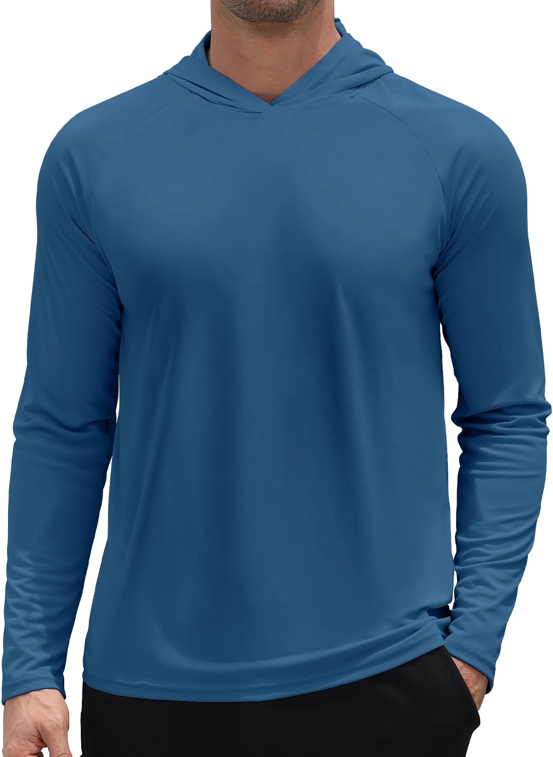 Mens UPF 50+ Sun Hoodie UV Protection Long Sleeve Swimming Rash Guard SPF Quick Dry Fishing Shirt for Outdoor Sports