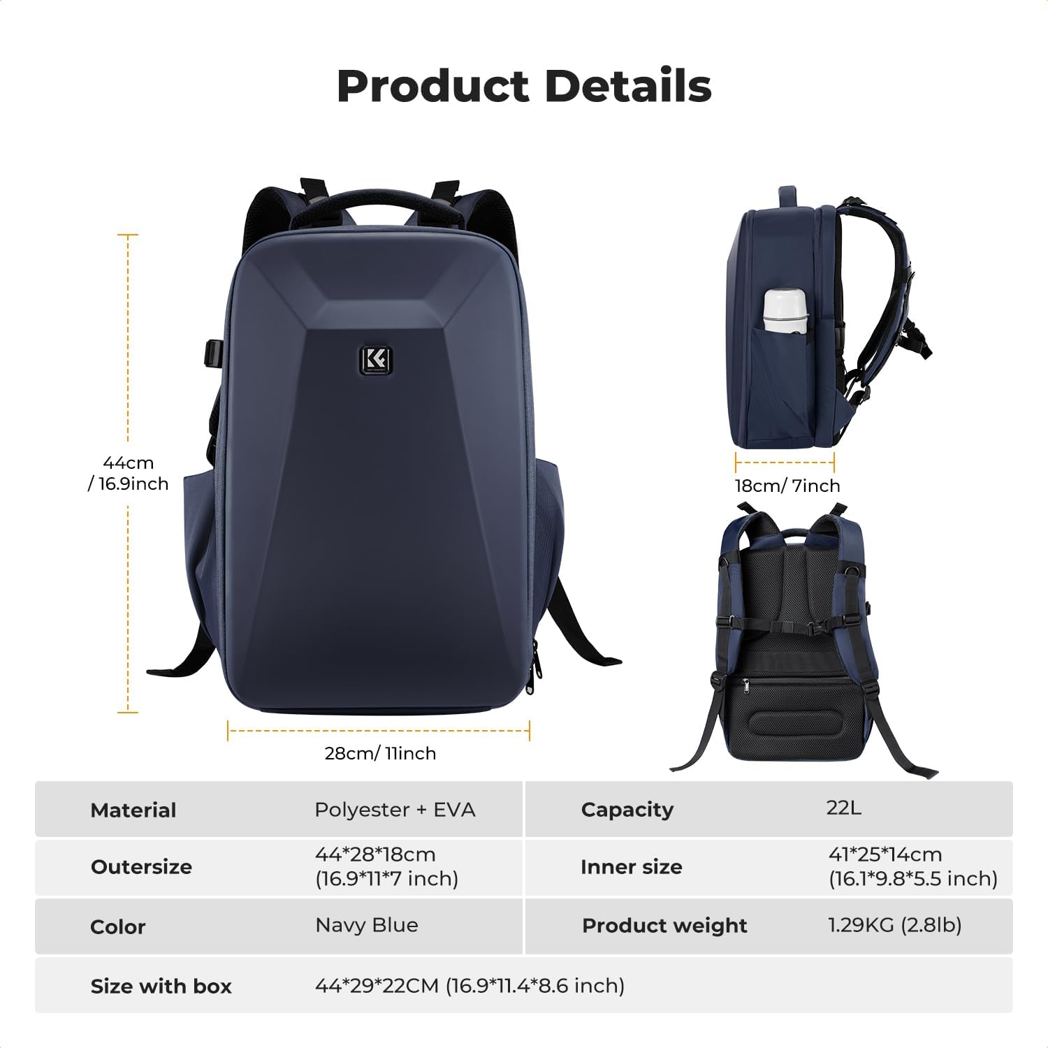 K&F CONCEPT Camera Backpack,Hardshell Photography DSLR Camera Bag