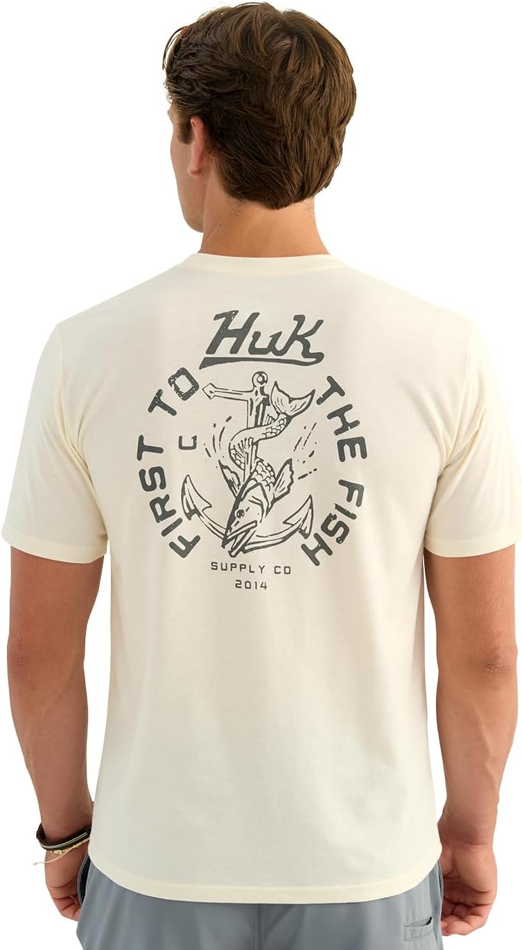 HUK Mens Fishing Graphic Tee, Performance Short Sleeve, Quick-Dry