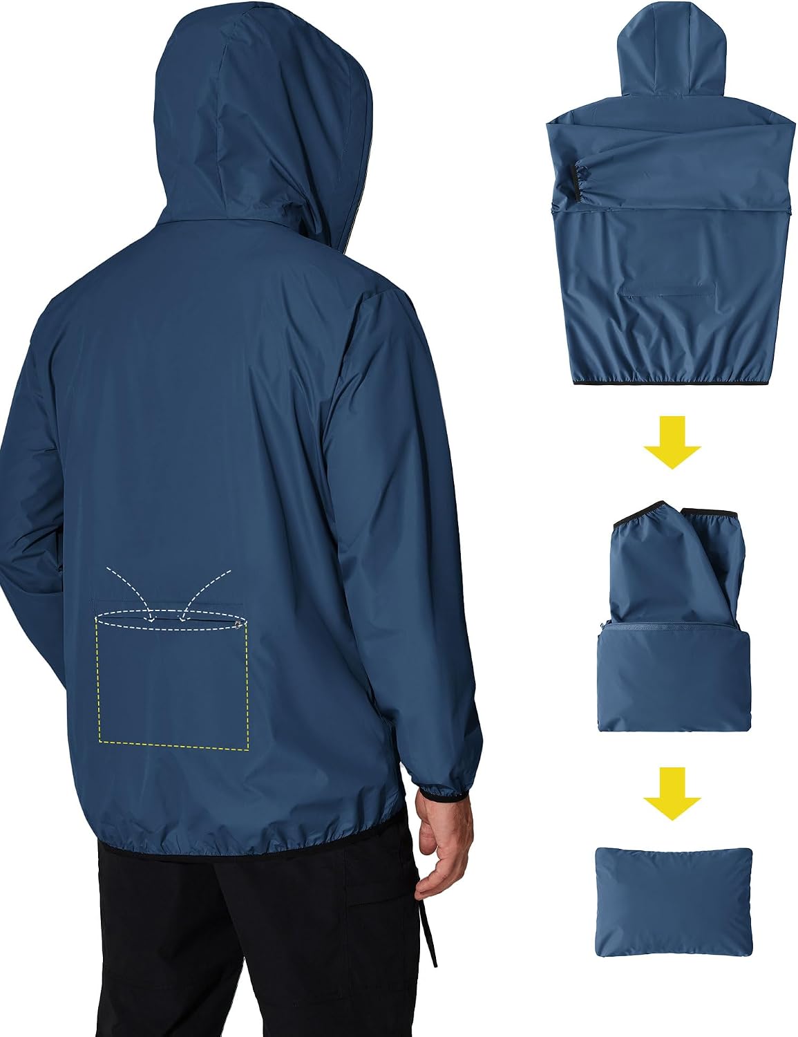 COOFANDY Men's Light Rain Jacket Packable Waterproof Raincoat Windbreaker
