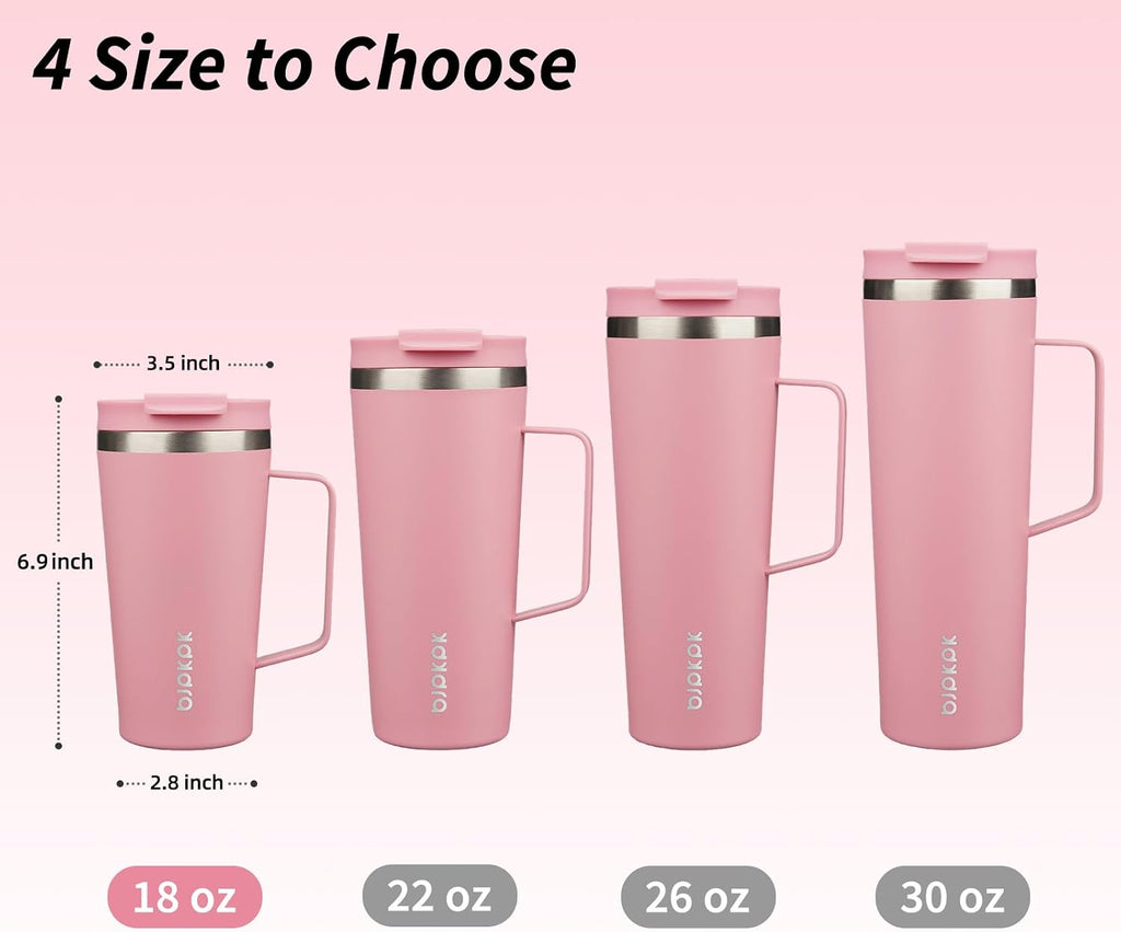 BJPKPK 18oz Insulated Tumbler with Handle, Lid & Straw, Stainless Steel