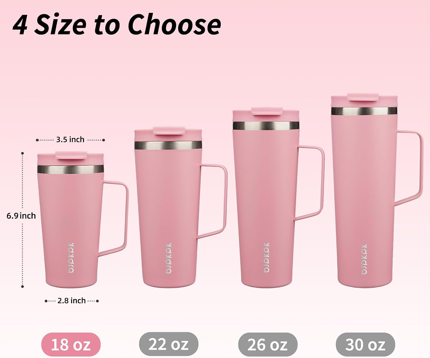 BJPKPK 18oz Insulated Tumbler with Handle, Lid & Straw, Stainless Steel
