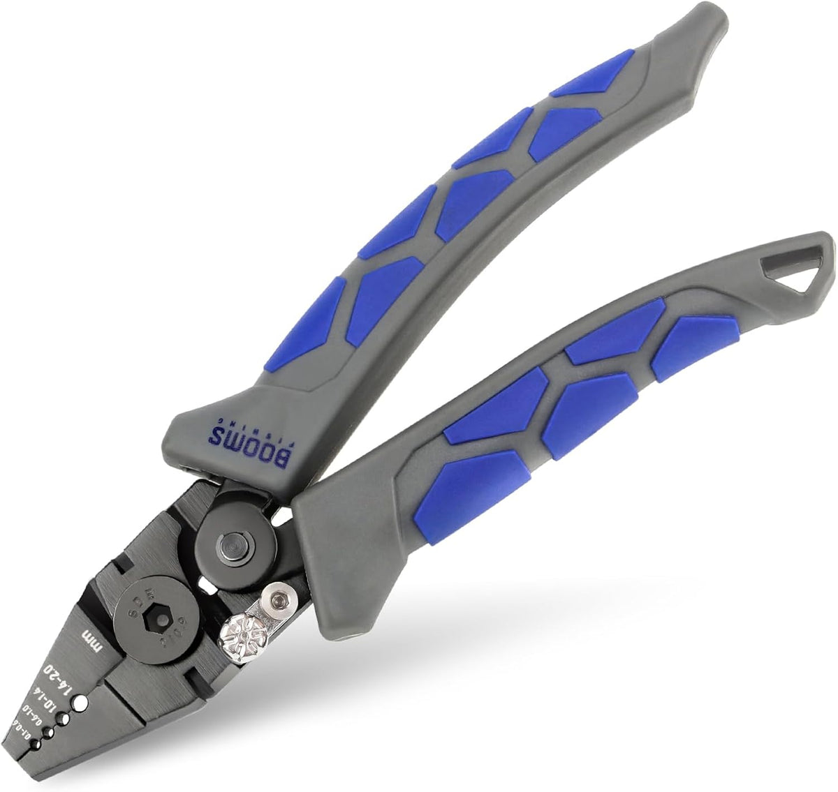 Booms Fishing CP4 Wire Crimping Tool with Cutter, Effort-Saving Fishing Crimping Pliers, High Carbon Steel Fishing Plier Wire Rope Leader Crimper Tool, 7 inch Crimpers Swager with Ergonomic Handle