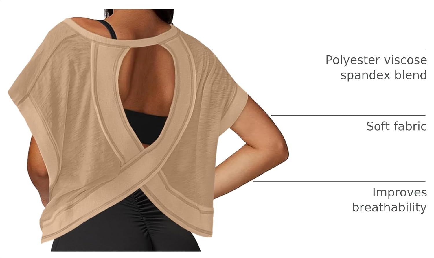 UNIANKIYA Open Back Workout Tops for Women Loose Fit Athletic Crop Tee Short Sleeve Gym Running Yoga Shirt