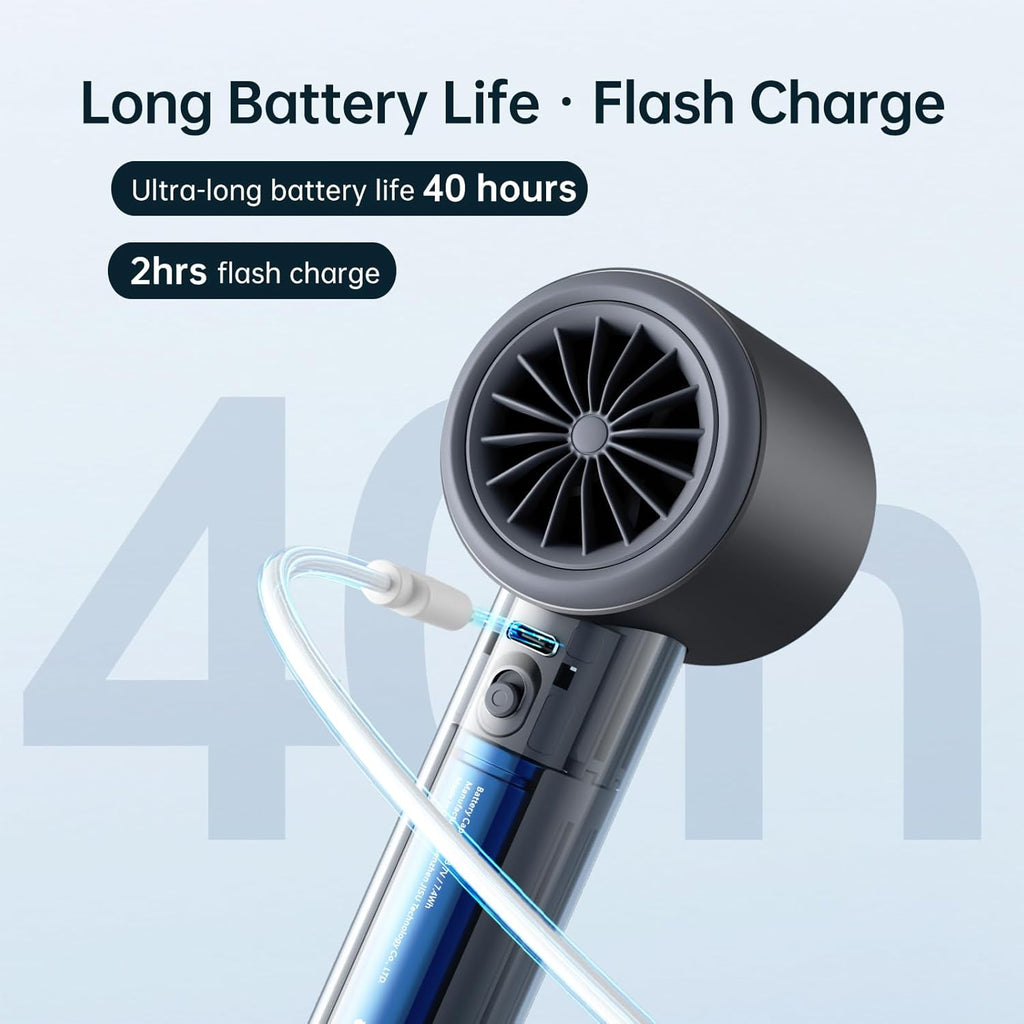 JISULIFE Portable Fan Pro 2026, 40Hrs Max Cooling Personal Handheld Fan | Metal Shell, LED Display, 9600RPM Powerful, 5000mAh Battery, Travel Essentials Gifts for Women, Men(Dark Gray)