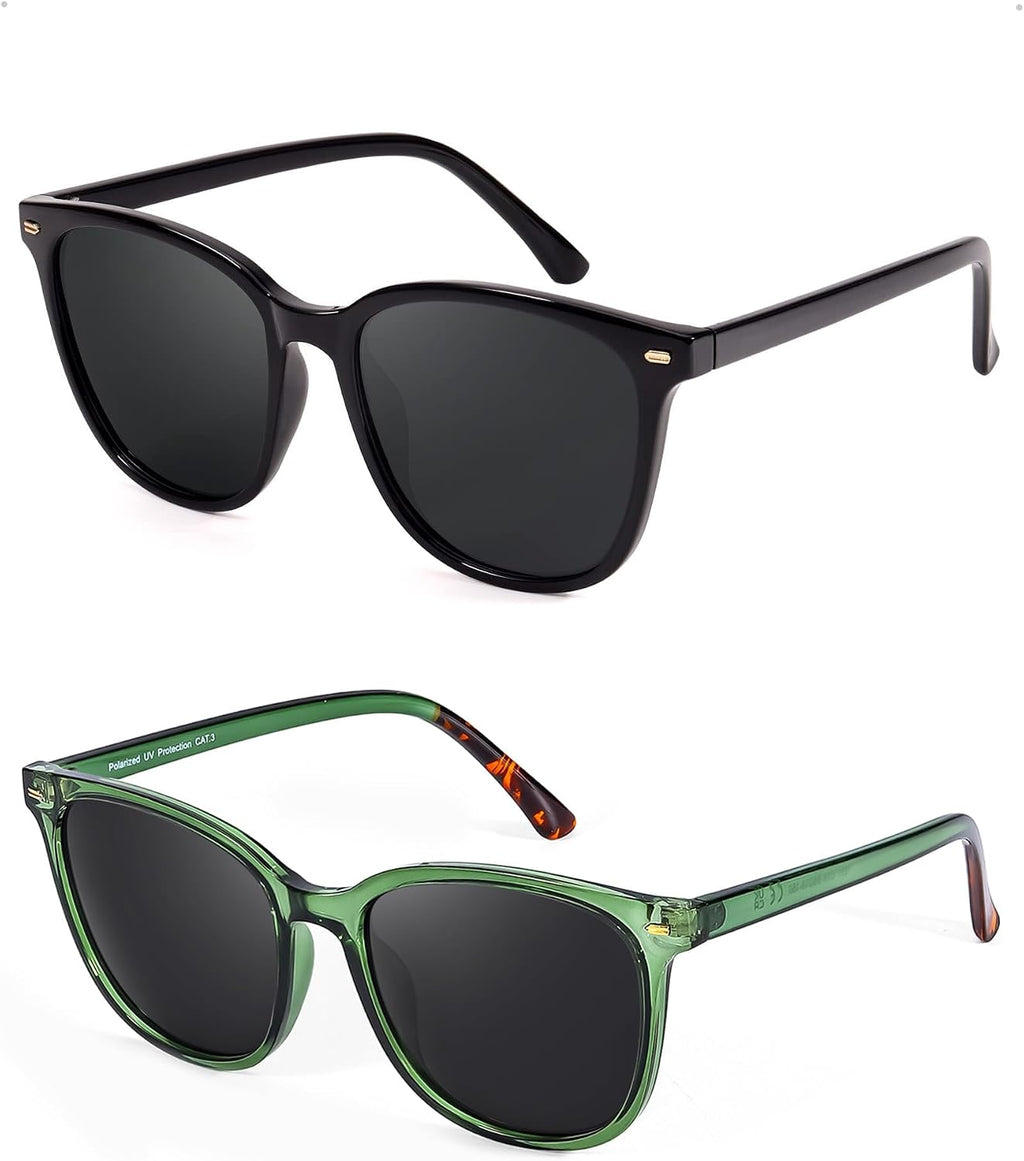 FIMILU 2 Packs Sunglasses for Women Polarized UV400 Protection Lens Big Frame Fashion Glasses Trendy Stylish Shade