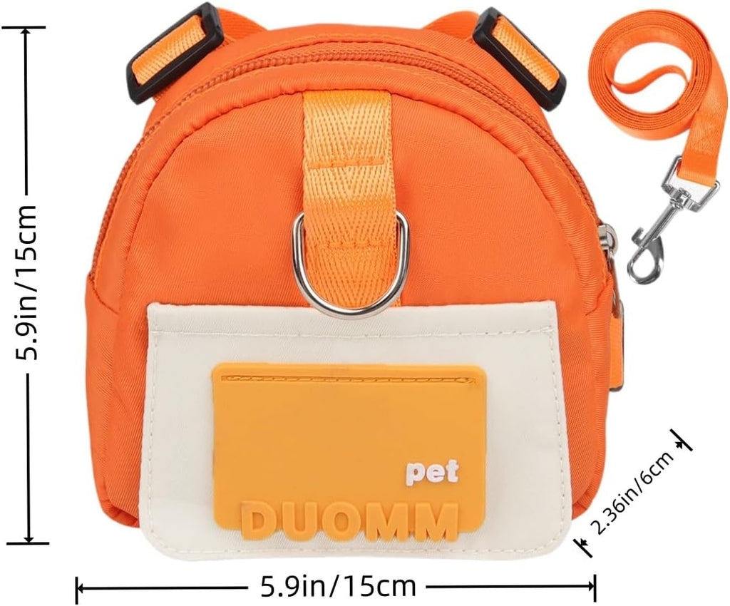Dog Backpack with Leash, Built-in Poop Bag Dispenser, Adjustable Pet Backpack Harness, Suitable for Small and Medium Dogs, Puppies for Travel, Hiking and Daily Walking. (Orange(Fit:15-30lb))