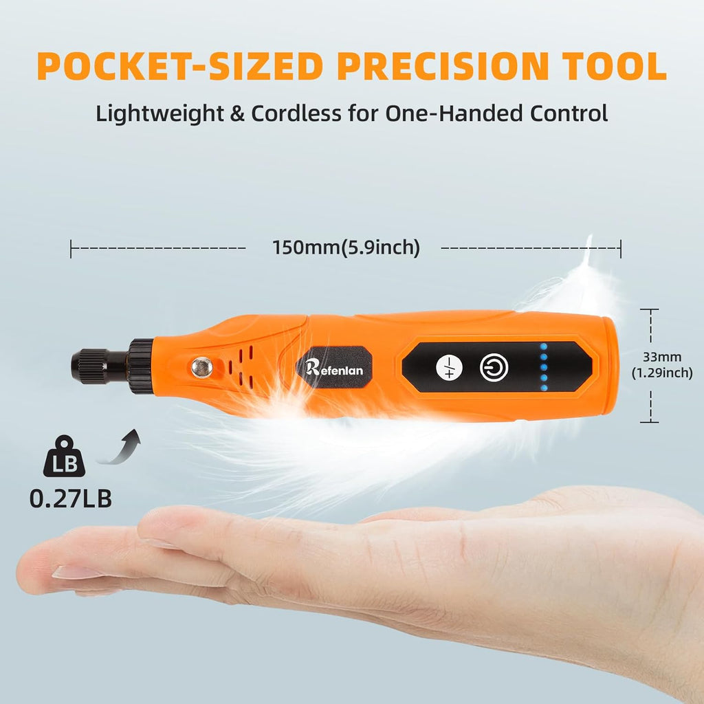 4V Mini Cordless Rotary Tool, 18000RPM 5-Speed Rotary Tool with 79Pcs Accessories, Type-C Fast Charging, for Engraving, Polishing, Grinding, Sanding, Drilling (Orange)