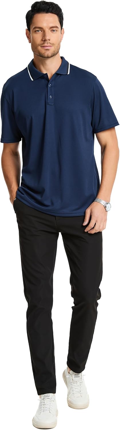 3 Pack Mens Golf Polo Shirt Short Sleeve Quick Dry Moisture Wicking