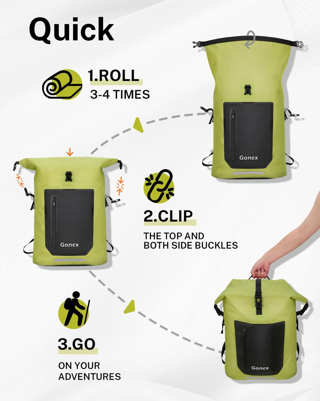 Gonex Waterproof Ultralight TPU Backpack 55L Roll Top Dry Bag, Kayaking