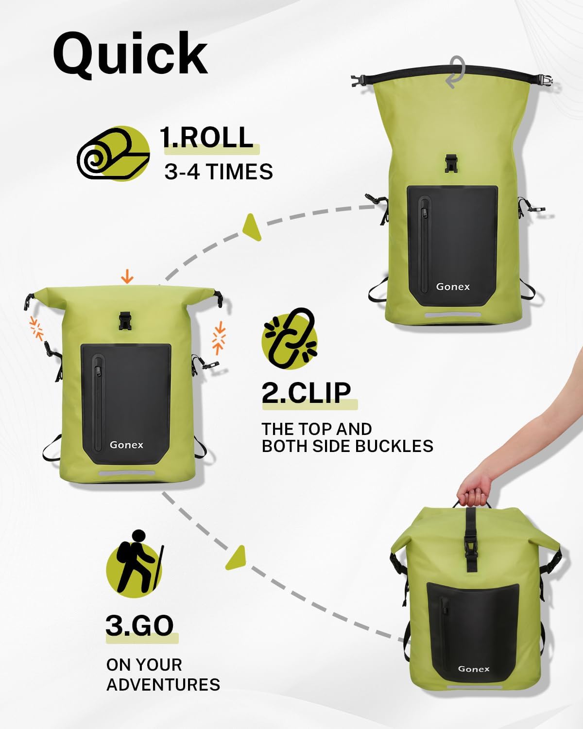 Gonex Waterproof Ultralight TPU Backpack 55L Roll Top Dry Bag, Kayaking
