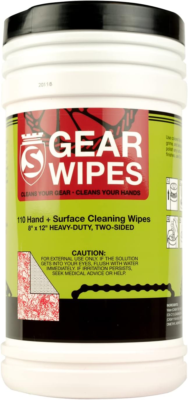 SILCA Bike Gear Wipes Canister, 8" x 12" Double-Sided Towels - 110 Count