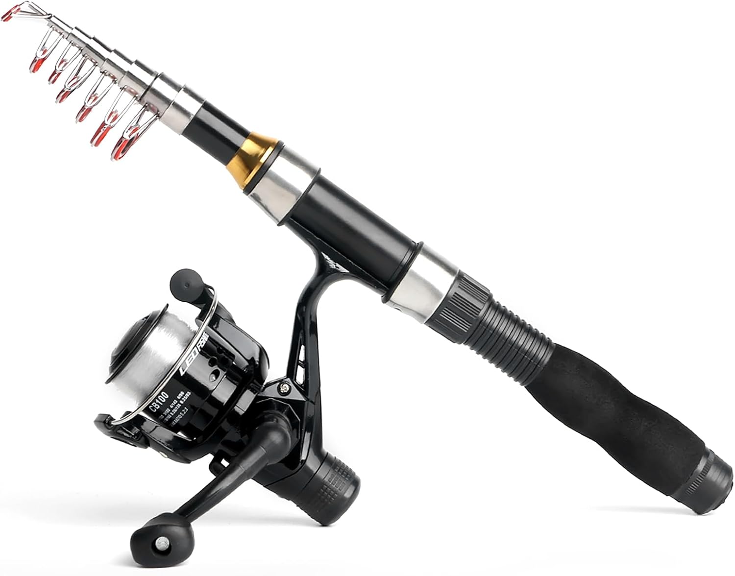 Fishing Rod Reel Full Kit Portable Travel Spinning Pole Reel Lure Carry Bag