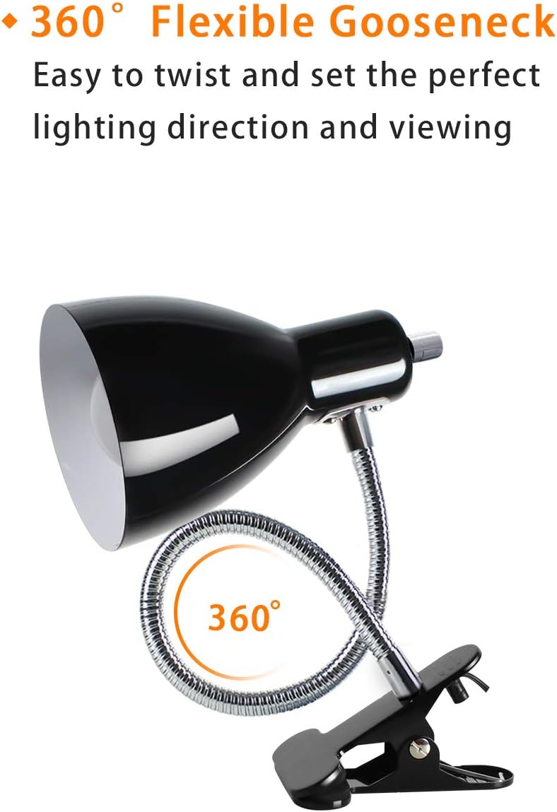 LALISU Desk lamp Eye-Caring Table Lamps, 360°Rotation Gooseneck Clip Lamp