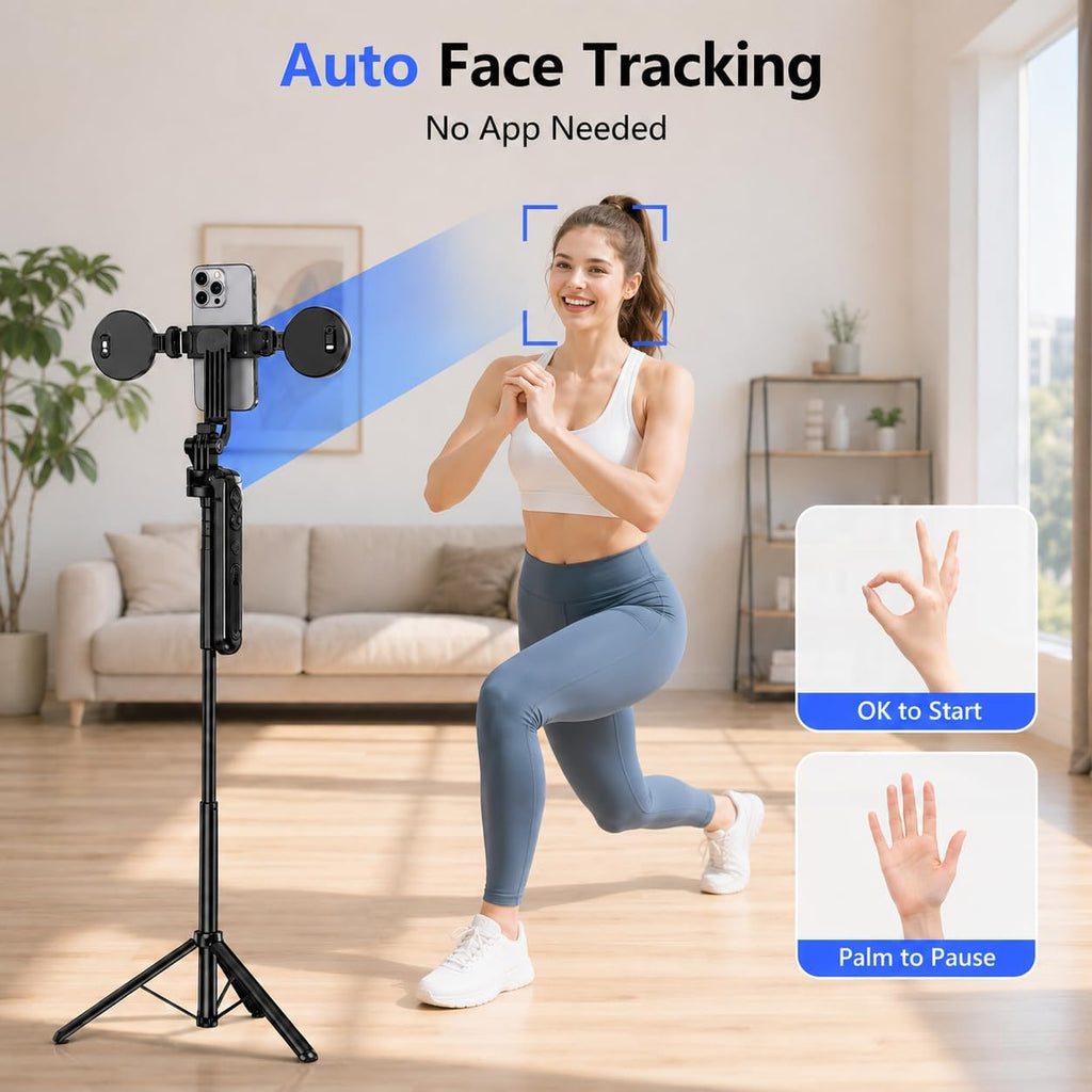 Tripod for iPhone, Black 70.9 in Auto Face Tracking Selfie Stick for iPhone