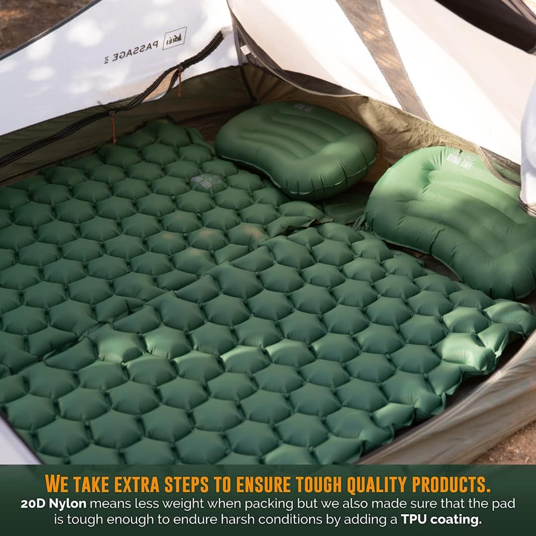 Ryno Tuff Camping Sleeping Pads and Camping Pillow Set - Ultralight Sleeping Pad for Camping, Backpacking Pad and Hiking Sleeping Pad- Ultralight and Packable Floor Sleeping Mat and Pillow Set