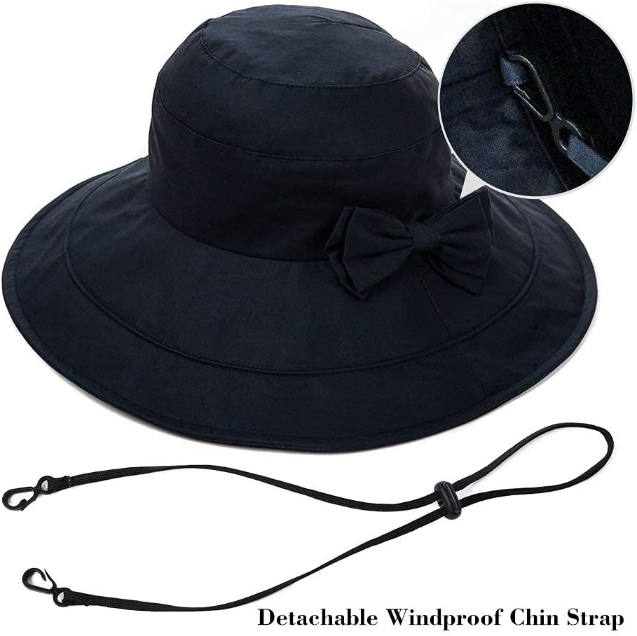 Comhats Packable Summer Cotton Sun Hat Bucket for Women UV Protection Wide Brim Beach Gardening Travel 54-64CM