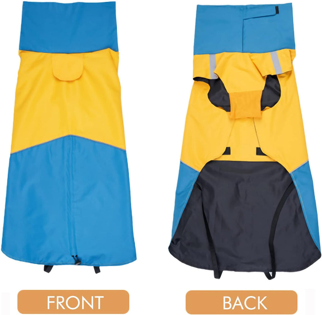 Dog Warm Coats - Windproof Dog Winter Outdoor Jackets Cold Weather Coats for Dog Waterproof Dog Raincoats with Hole for Dog Leash,BY XXXL Blue+Yellow