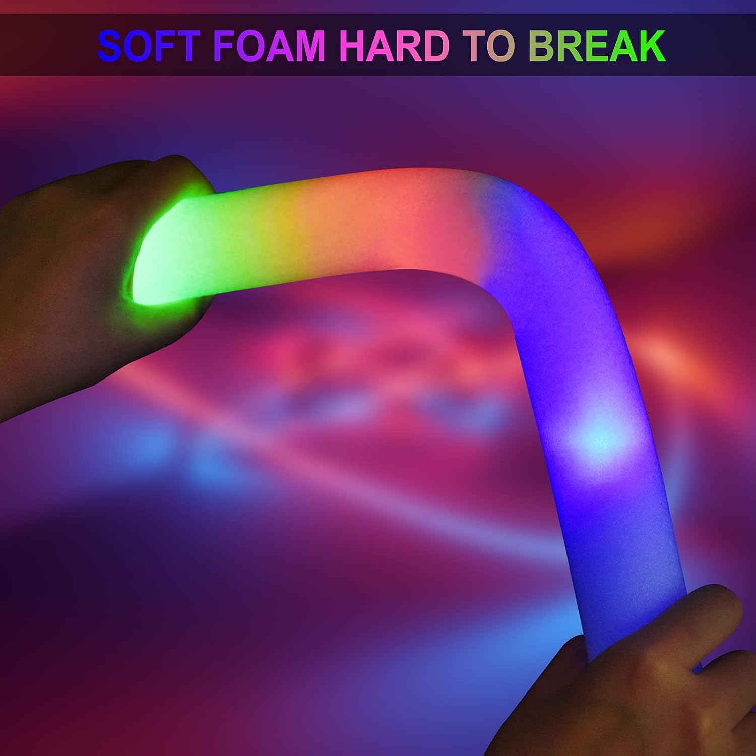 LifBetter 200 Pcs Foam Glow Sticks Bulk,Led Glow Sticks with 3 Modes Colorful Flashing,Long Life Battery Glow In The Dark Party Supplies for Weddings,Parties,Festivals,Sporting Events