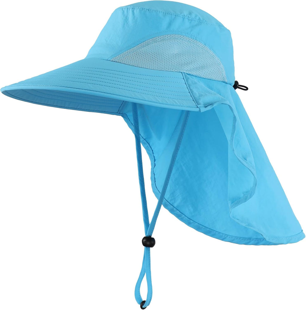 Home Prefer Outdoor UPF50+ Sun Hat Wide Brim Mesh Fishing Hat with Neck Flap