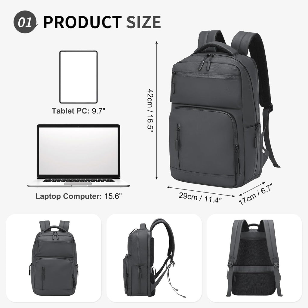 20L 15.6 Inch Laptop Backpack Anti Theft Flight Approved Gray