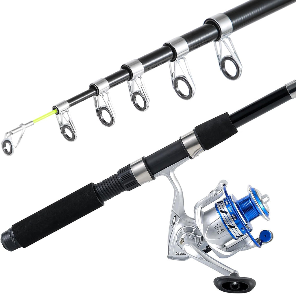 Tripquips Fishing Pole Combo, 6.9ft 2Pcs Telescopic Rods Set, Collapsible Fishing Rods, 2PCS Spinning Reel Set with Carrier Bag Freshwater Fishing Rod and Reel Combos Kits