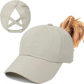Womens Ponytail Hat Baseball Cap, Adjustable Criss Cross Baseball Cap High Bun Unisex Quick Drying Trucker Hats