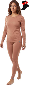 100% Merino Wool Base Layer Set Women - Thermal Underwear Long Johns PJs