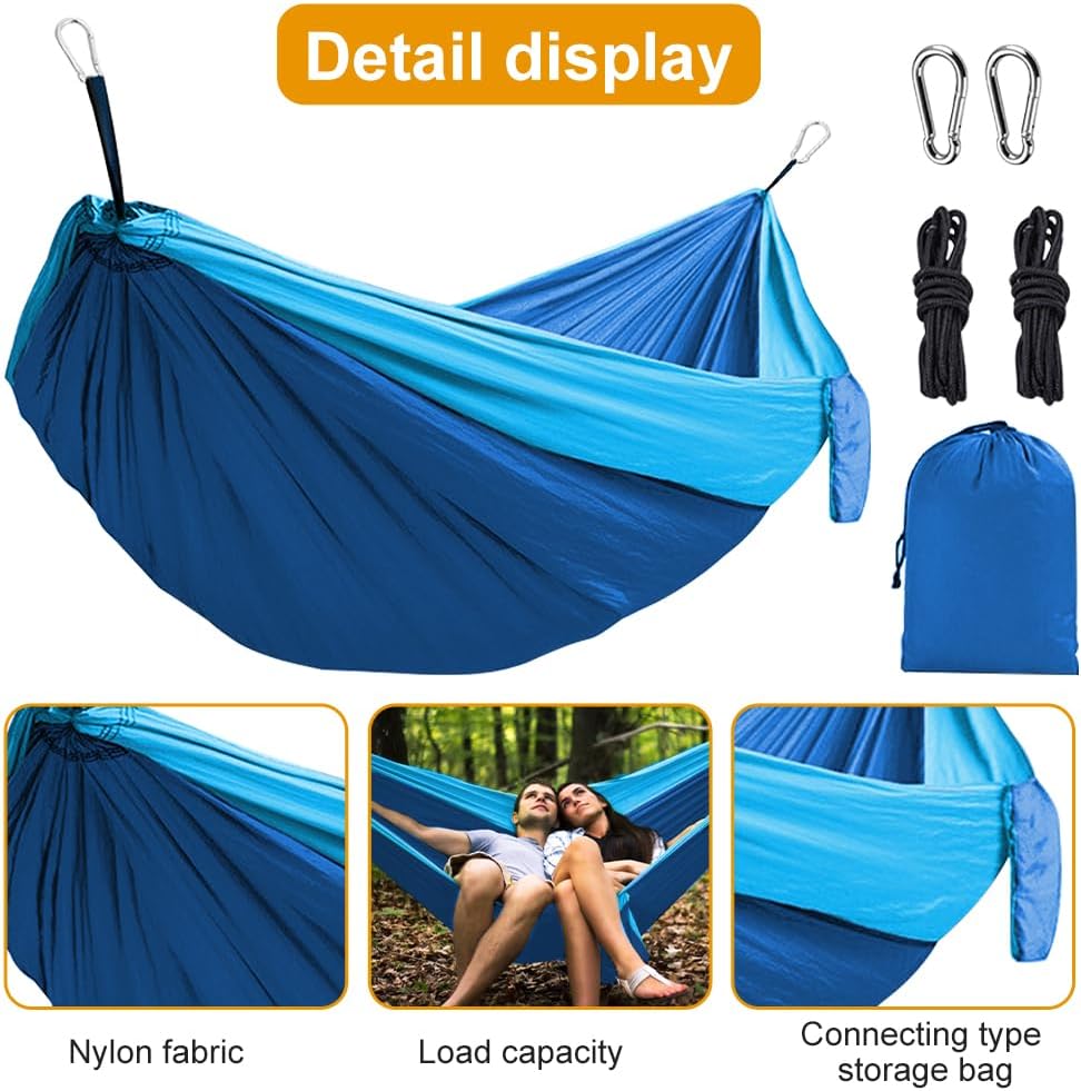 Camping Hammock with Heavy Duty Tree Straps, 660lbs Portable Hammock Tent for Outside, Outdoor Camper Hiker Essentials for Hiking Backpacking Backyard Beach(Glue)
