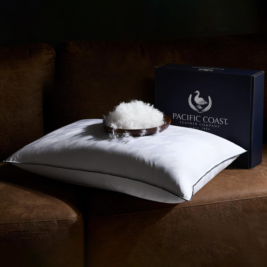 Pacific Coast White Goose Down Pillow, Soft Standard Pillow for Sleeping