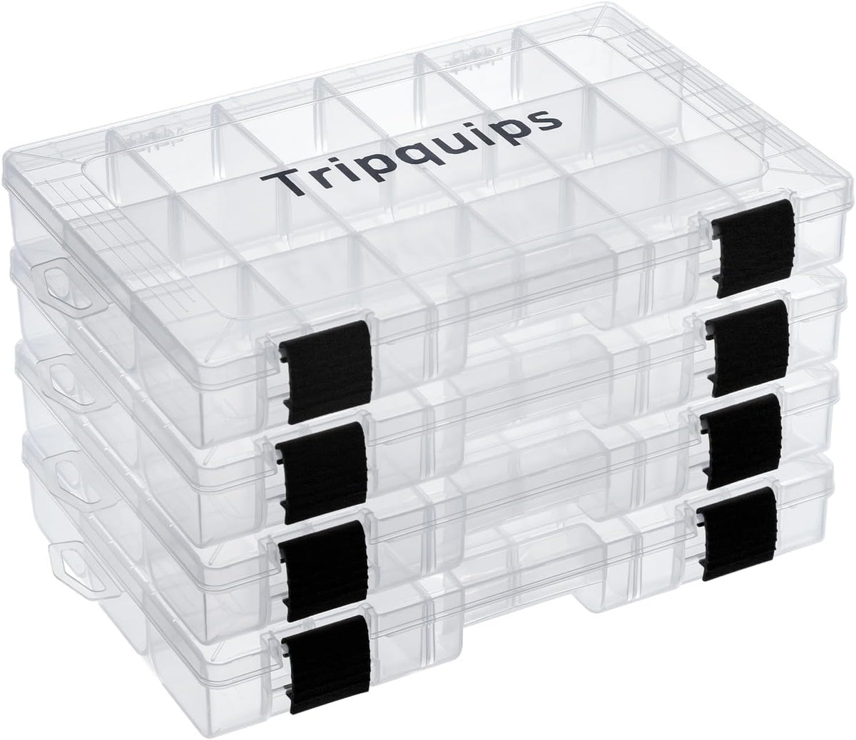 Tripquips 3600 Tackle Trays, Plastic Storage Organizer Box with Removable Dividers - Tackle Boxes - Fishing Tackle Storage - 3700 Tackle Trays - 2 Packs/4 Packs Box Organizer